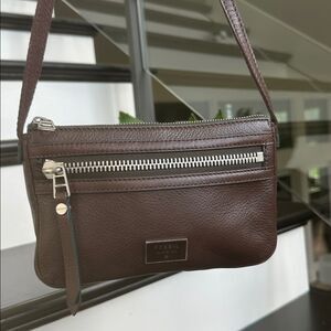 Fossil genuine leather like new crossbody shoulder purse brown